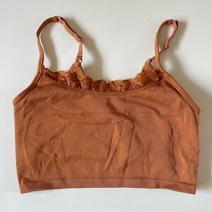 AERIE Seamless Lace Trim Longline Bralette Sz-L